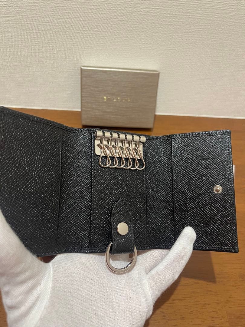 新品　ブルガリ 革 6本 グレインレザー スモールキーホルダー
