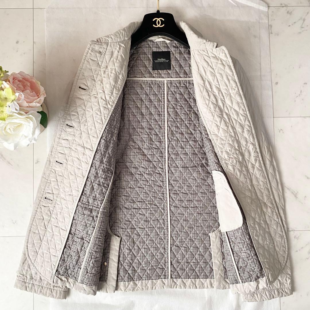 極美品◆春まで活躍♪MaxMara キルティングコート ジャケット ベージュ42
