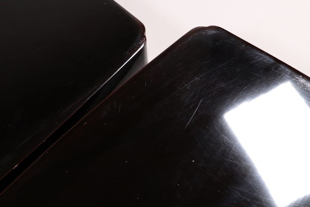 瓢箪雀蒔絵 広盆 大小一組 黒塗 金銀 螺鈿 木製漆器 広蓋 長方盆 花鳥MA9