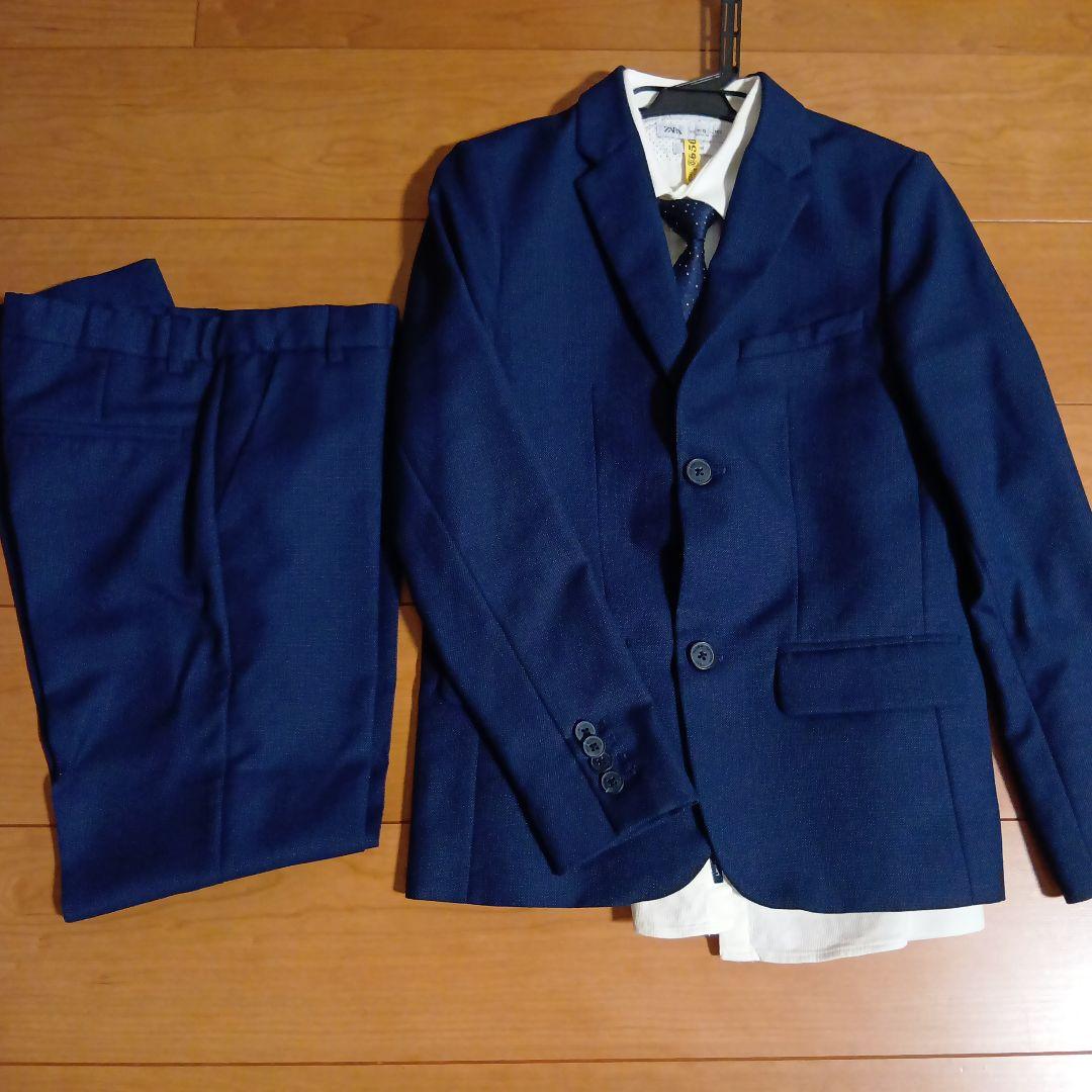zara 150 スーツ☆男の子 卒業式 濃いネイビー 細身シルエット