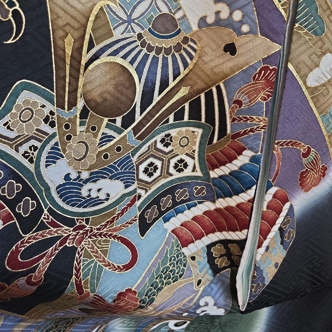 さや　　No25 正絹　男の子お祝い着物　襦袢セツト　　七五三 逸品