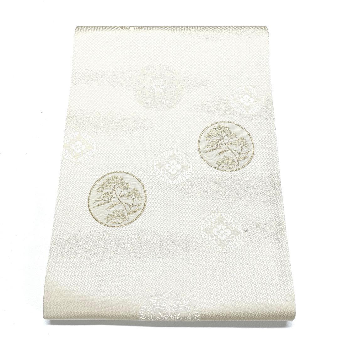 帯5896 ●高級 正絹 六通 袋帯 花文 華文