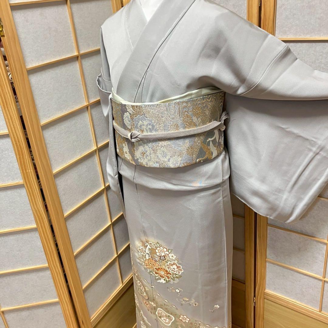 ［4418］色留袖 美品 未使用 駒刺繍 一つ紋 五瓜に唐花 正絹 着物 袷