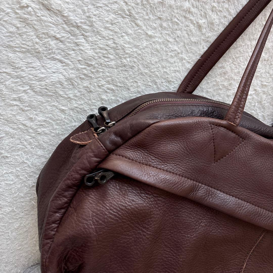 Mr.OLIVE ウォータープルーフ　レザーボストンバック　ブラウン