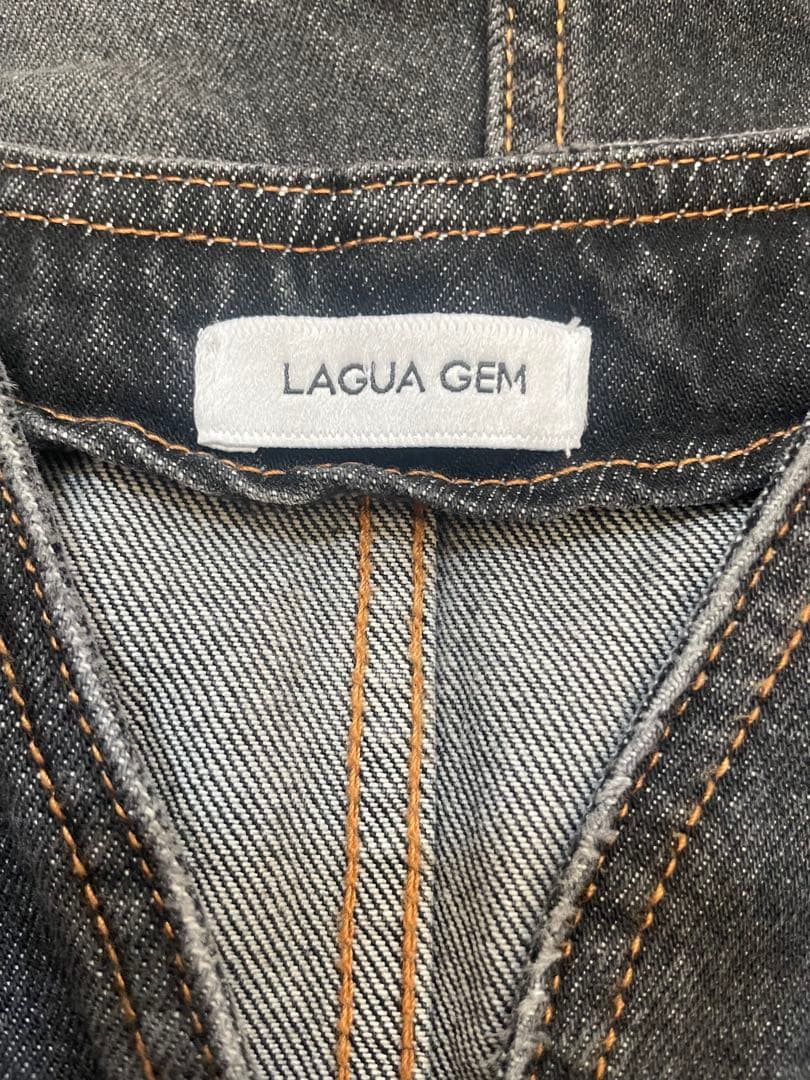 ラグアジェム　ポケットデニムミニオールインワン　ブラック　M