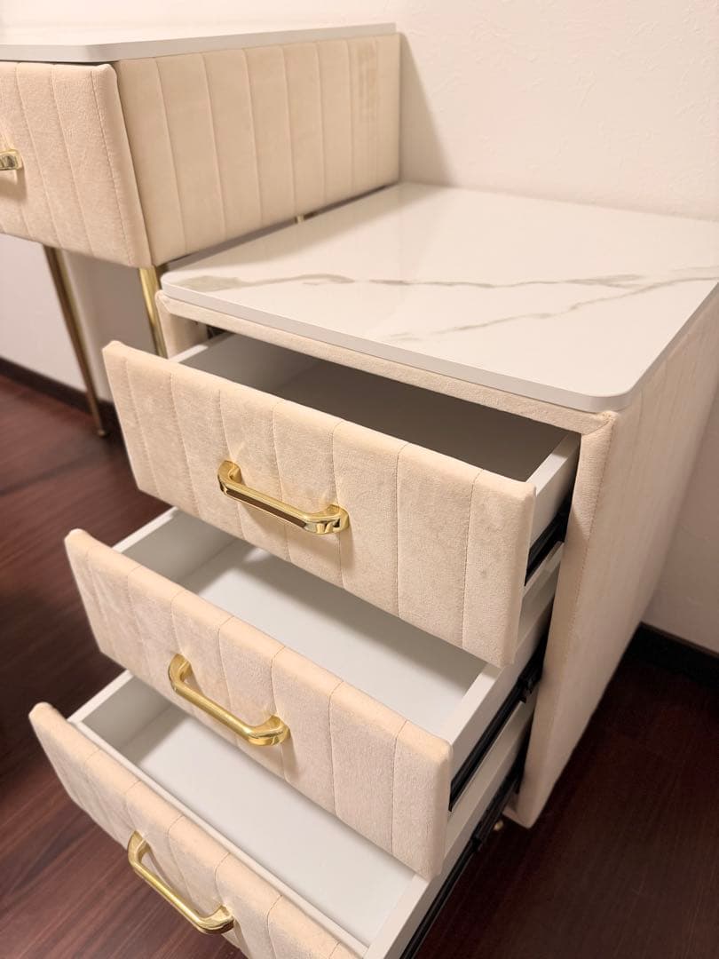 ピンク ベロア ドレッサー 3段引き出しチェスト