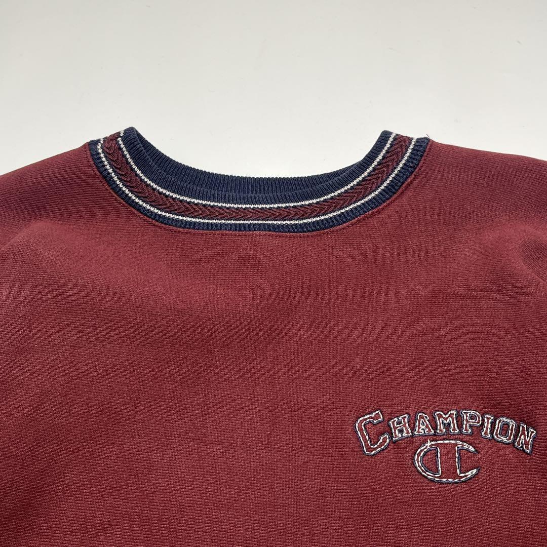 90s チャンピオンUSA製 リバースウィーブ バーガンディ リブライン7356
