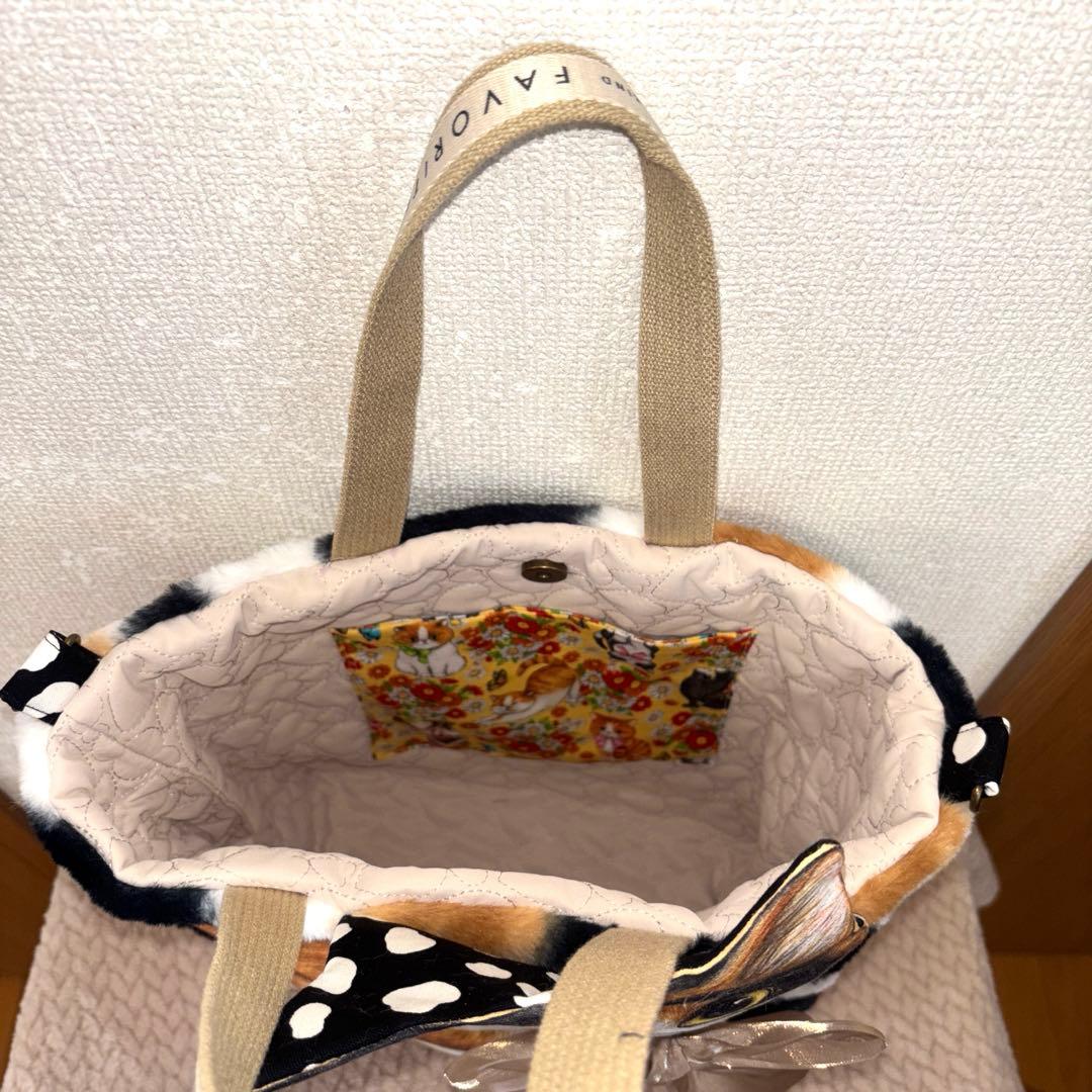 さ*ー様 コヤンイサムチョン　超Big赤ちゃん猫と友達　三毛猫ファーバッグ