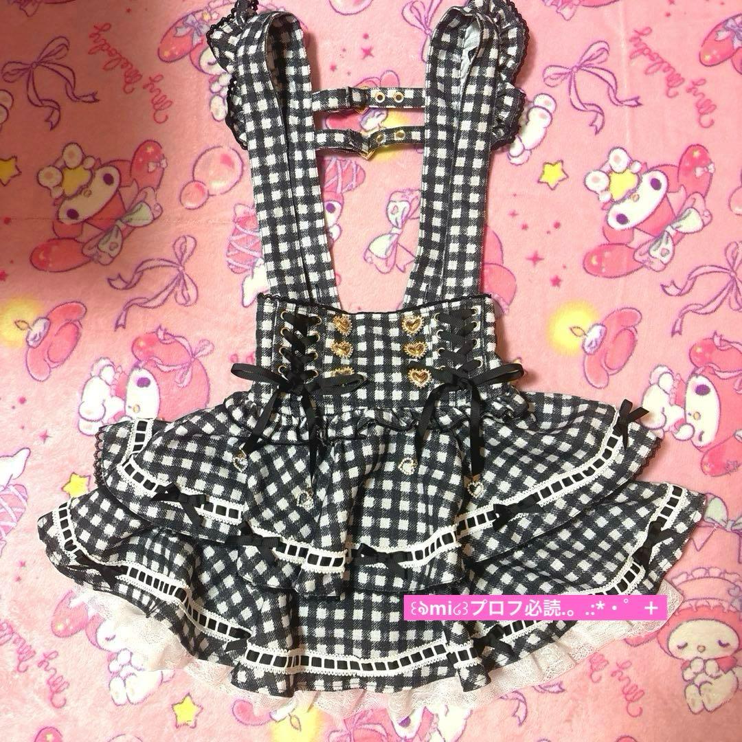 リズリサ　はしごリボンギンガムティアードスカパン　ブラック　正規品♡新品未使用