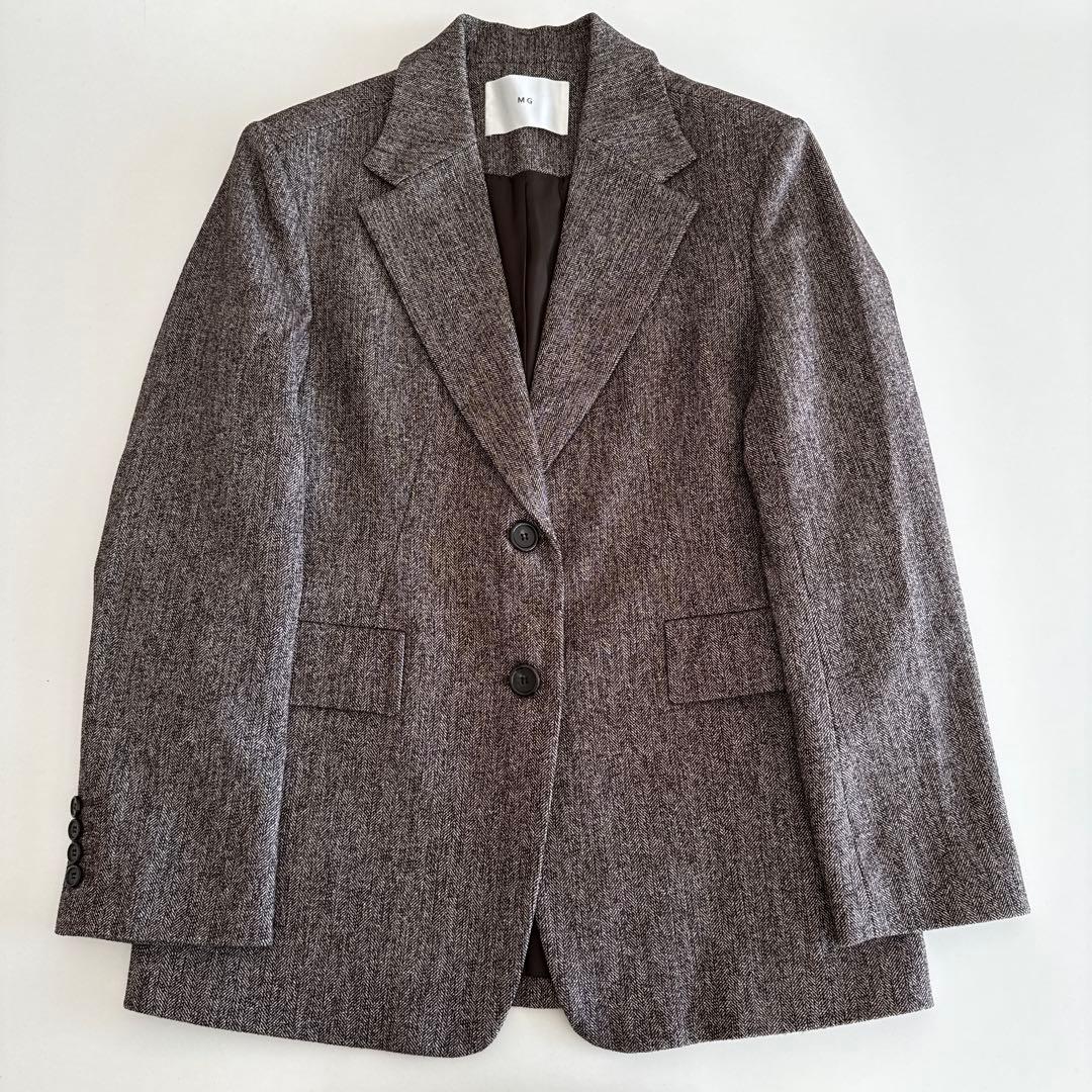 菊池京子 K.K closet ヘリンボーンジャケット ブラウン