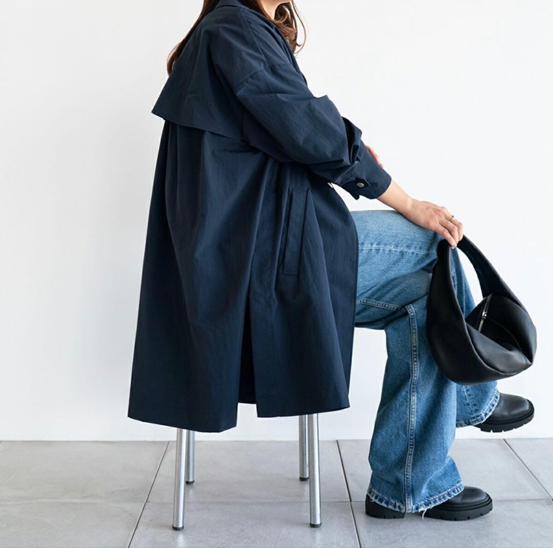 Aラインナイロンコート harukaさんコラボ　ネイビー　36