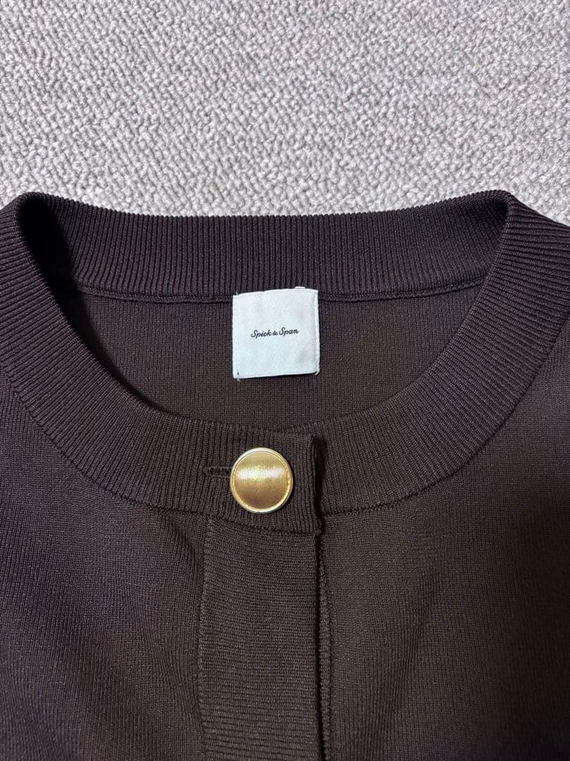 Spick&Span ウォッシャブルクルーネックカーディガン　ブラウン