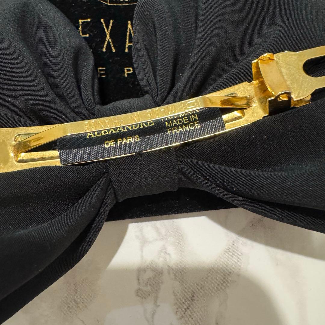 アレクサンドルドゥパリ リボン バレッタ ブラック 8cm