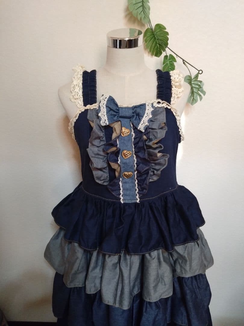 【週末処分】mam maxicimam デニムフリルワンピース