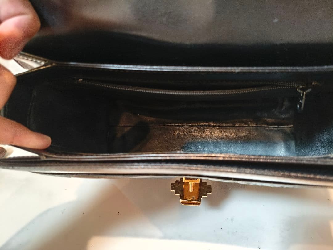 美品★JRA認定　本革　シャイニング　クロコ　フォーマル　ハンドバッグ