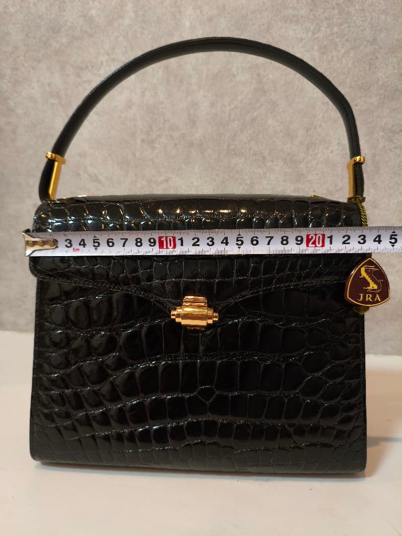 美品★JRA認定　本革　シャイニング　クロコ　フォーマル　ハンドバッグ