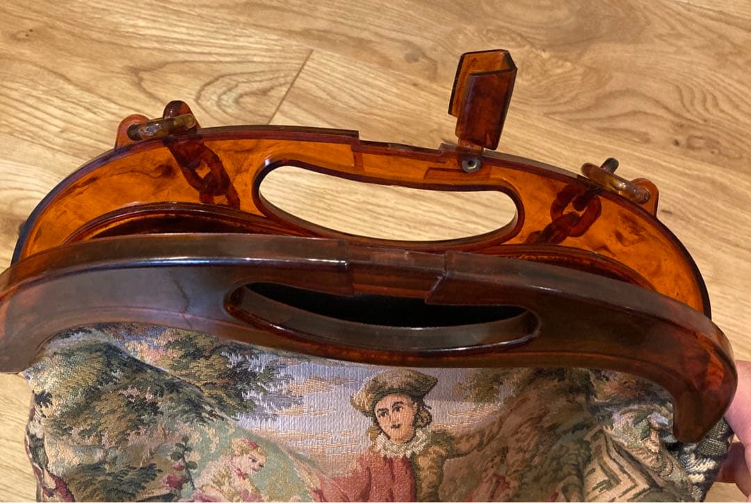 ヴィンテージ プチポワン 刺繍 フランス製 アンティーク ハンドバッグ