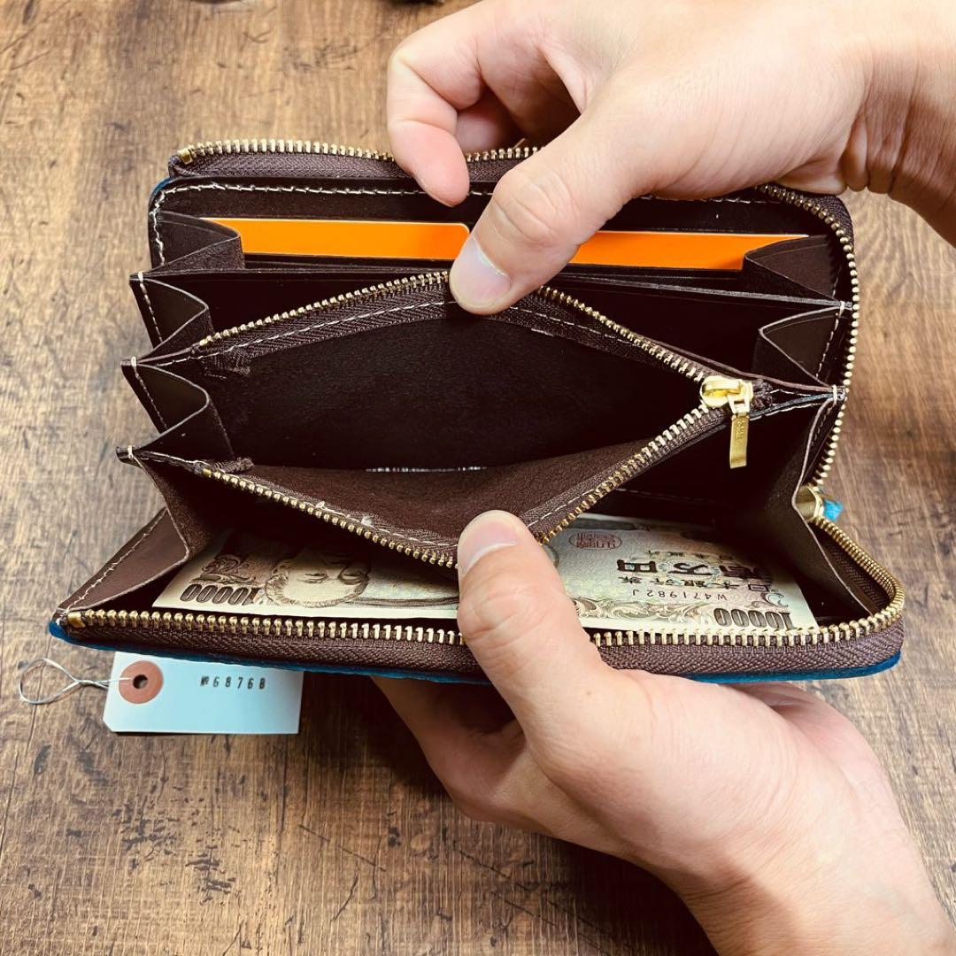 L字ラウンドジップ ブライドルレザー イントレチャート メンズ 財布 長財布