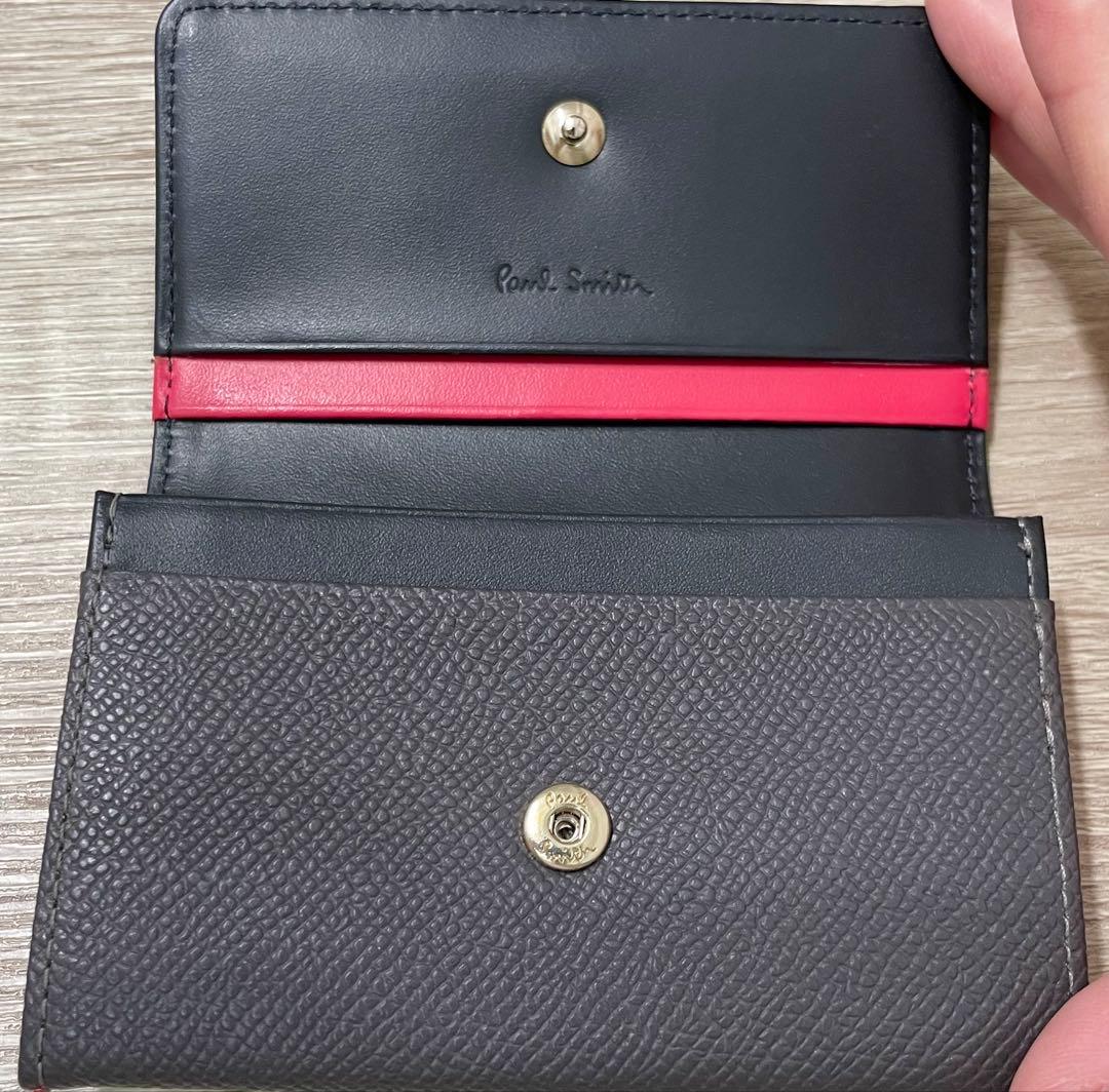 Paul Smith 名刺入れ グレー×ピンク レザー