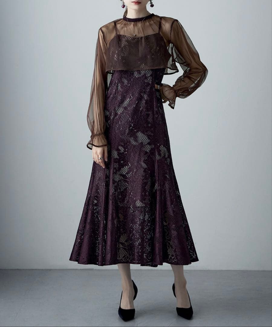 etoll パープルシフォンパーティードレス