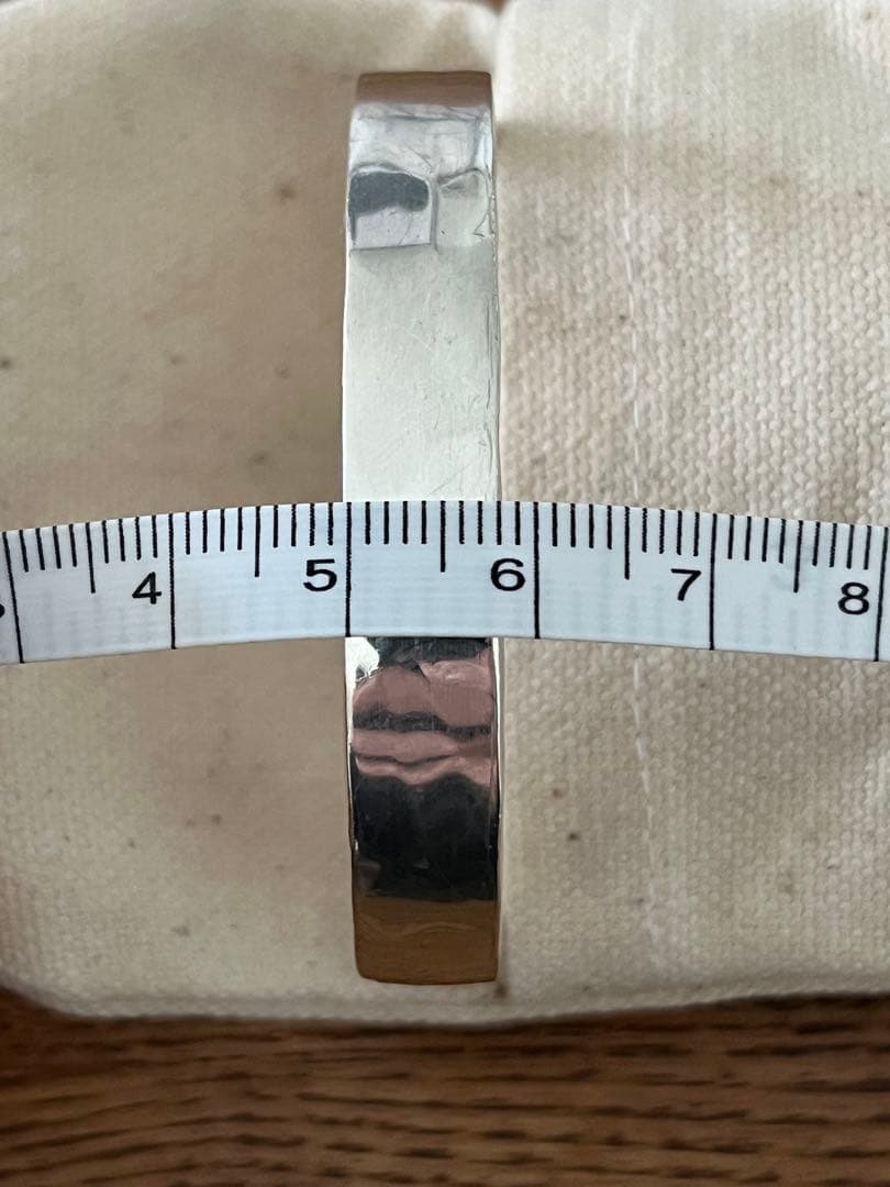 市松　シルバーバングル　ワンポイントゴールド