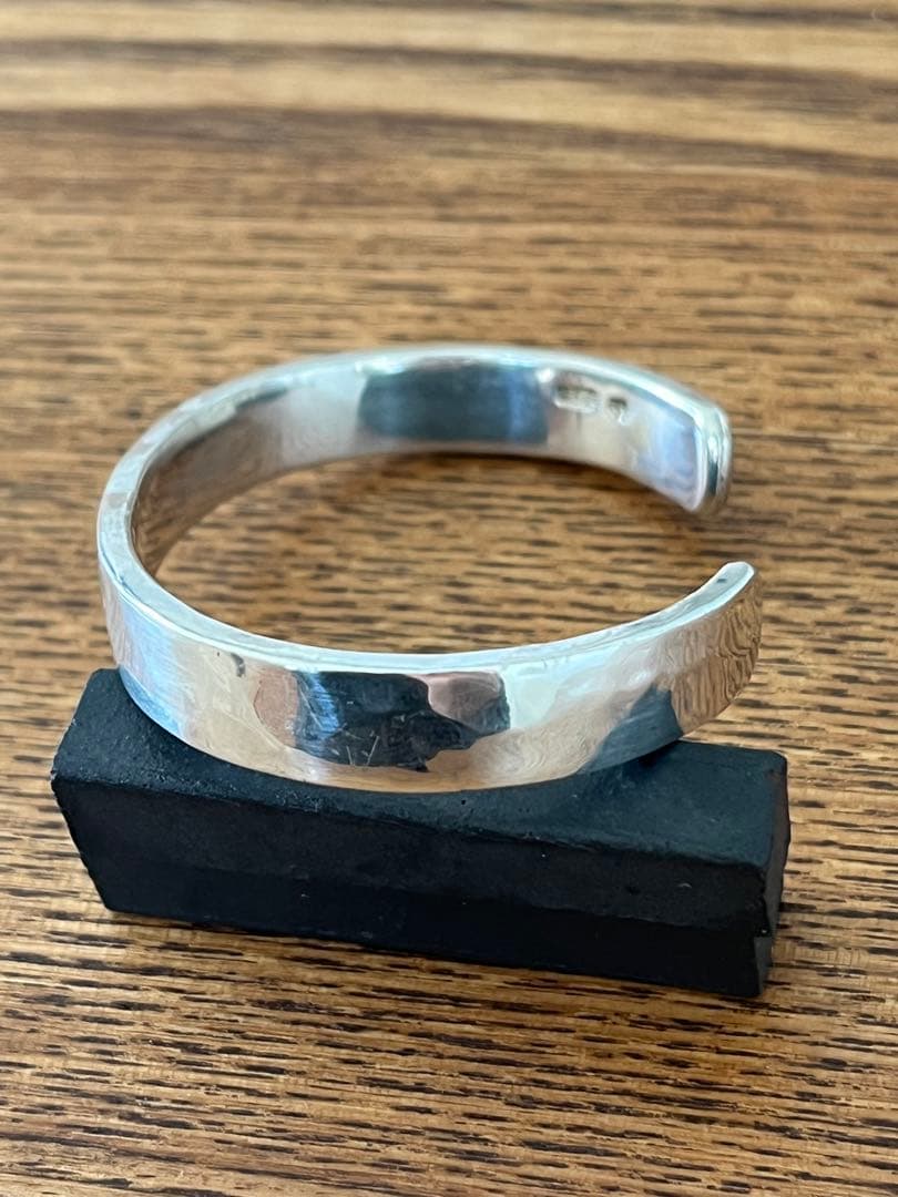 市松　シルバーバングル　ワンポイントゴールド