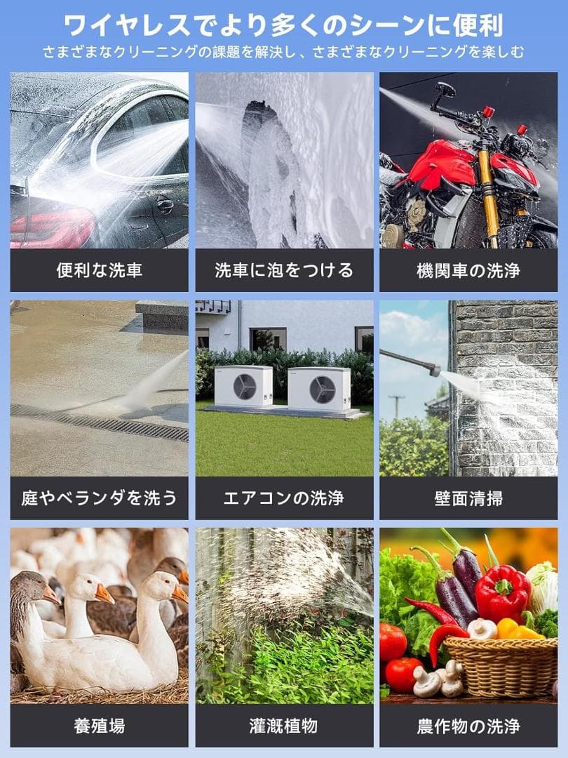 高圧洗浄機 コードレス 充電式 【Talin 洗車店監修 コードレス高圧洗浄機】