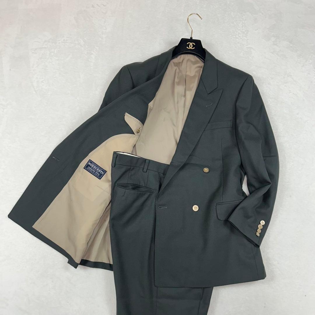 J82 美品 XL バーバリー スーツ上下 ダークグレー メンズ