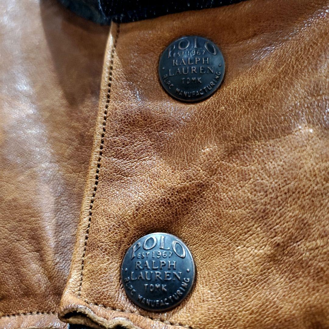 【L】ラルフローレン レザー ダウンベスト