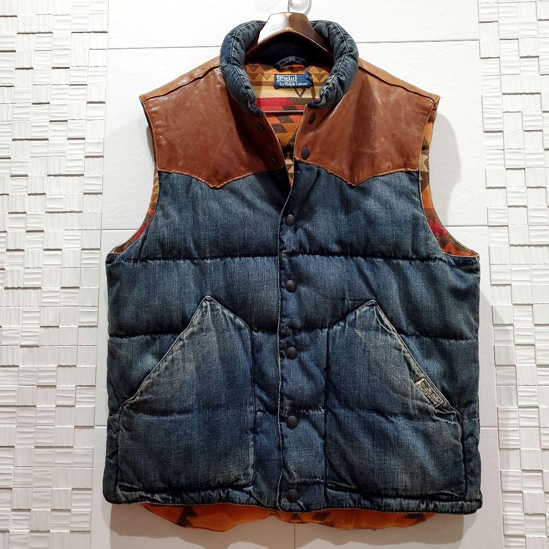 【L】ラルフローレン レザー ダウンベスト