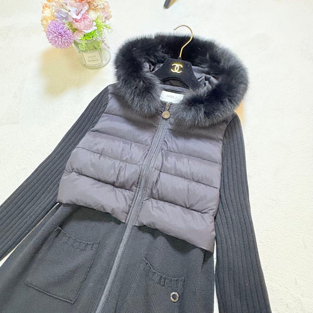 MISS J ミスジェイ ブルーフォックスファー ダウン×ニットコート 38