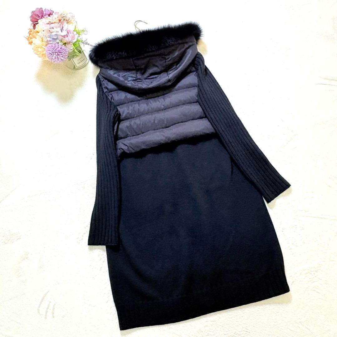 MISS J ミスジェイ ブルーフォックスファー ダウン×ニットコート 38