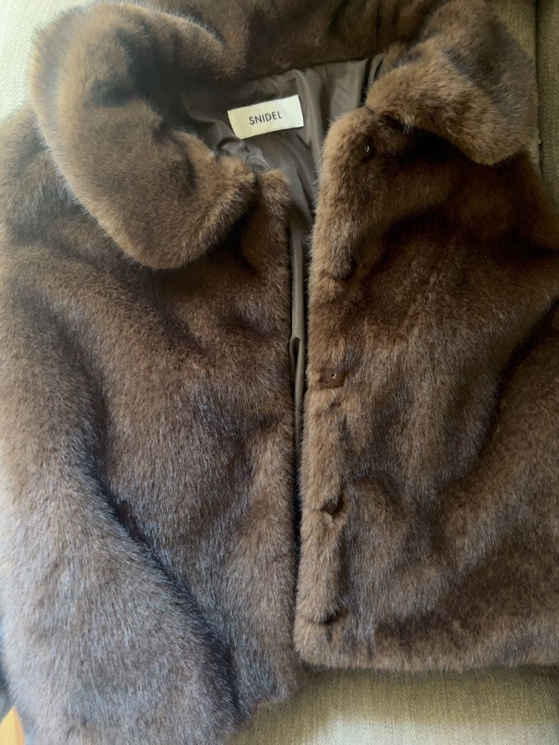 スナイデル ステンカラーショートファーコートジャケット BRW 0サイズ