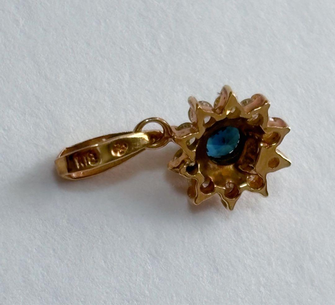 【K18】サファイア　ダイヤ　ペンダントチャーム