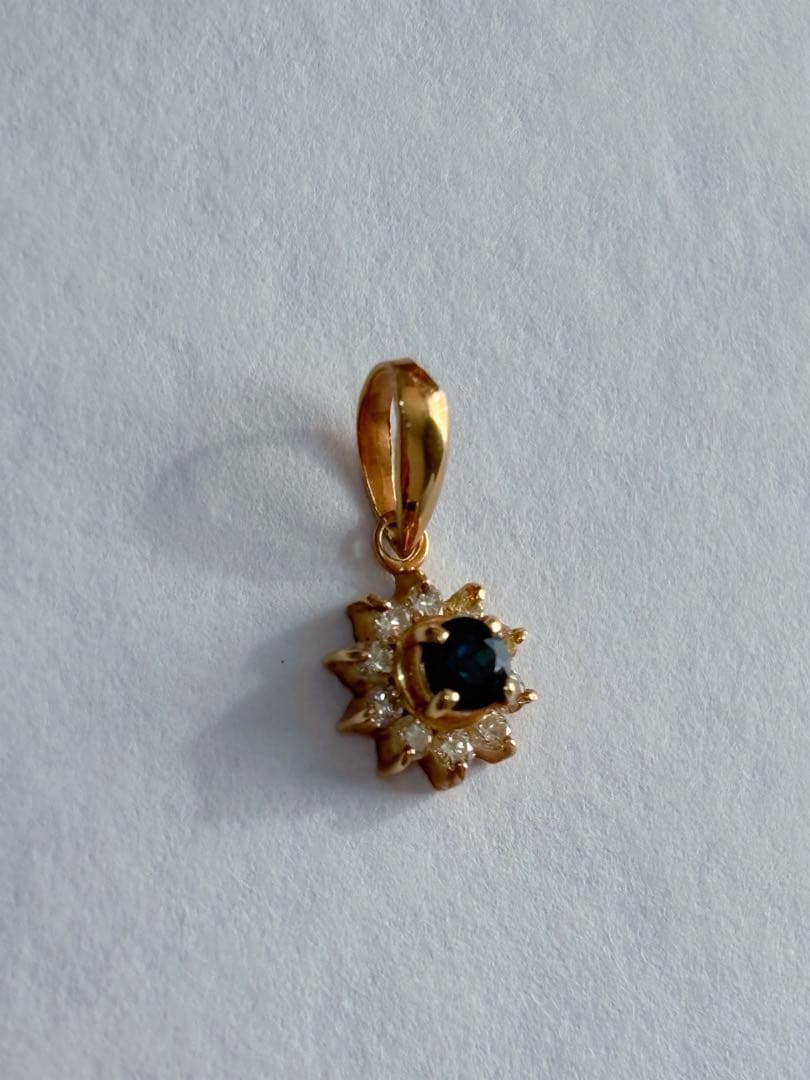 【K18】サファイア　ダイヤ　ペンダントチャーム