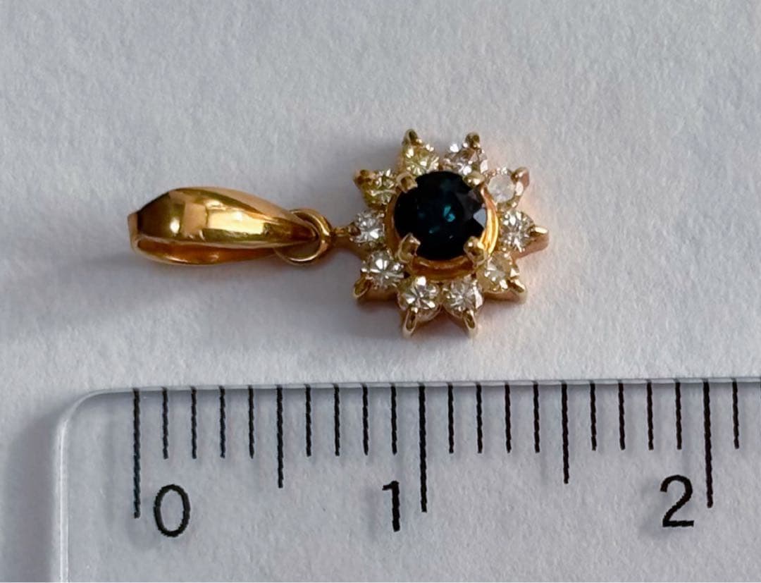 【K18】サファイア　ダイヤ　ペンダントチャーム