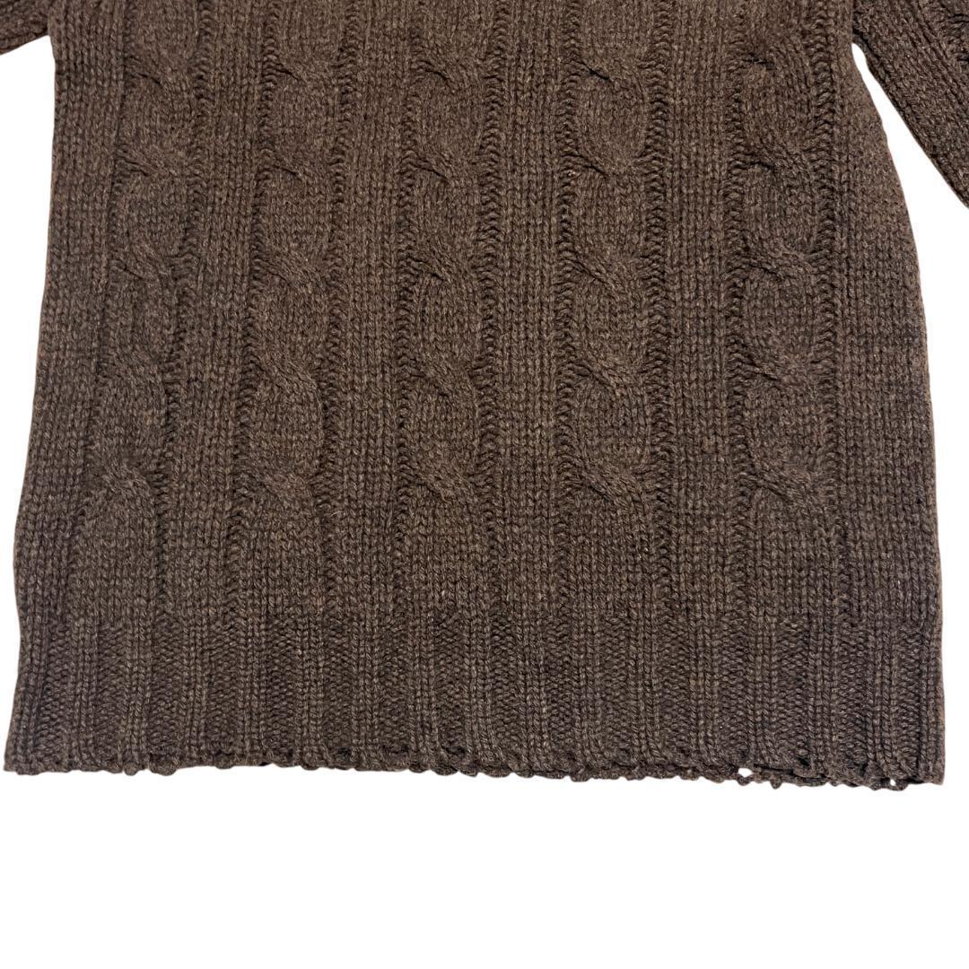 【英国製】インバーアラン ケーブルニット セーター 40 ダークブラウン