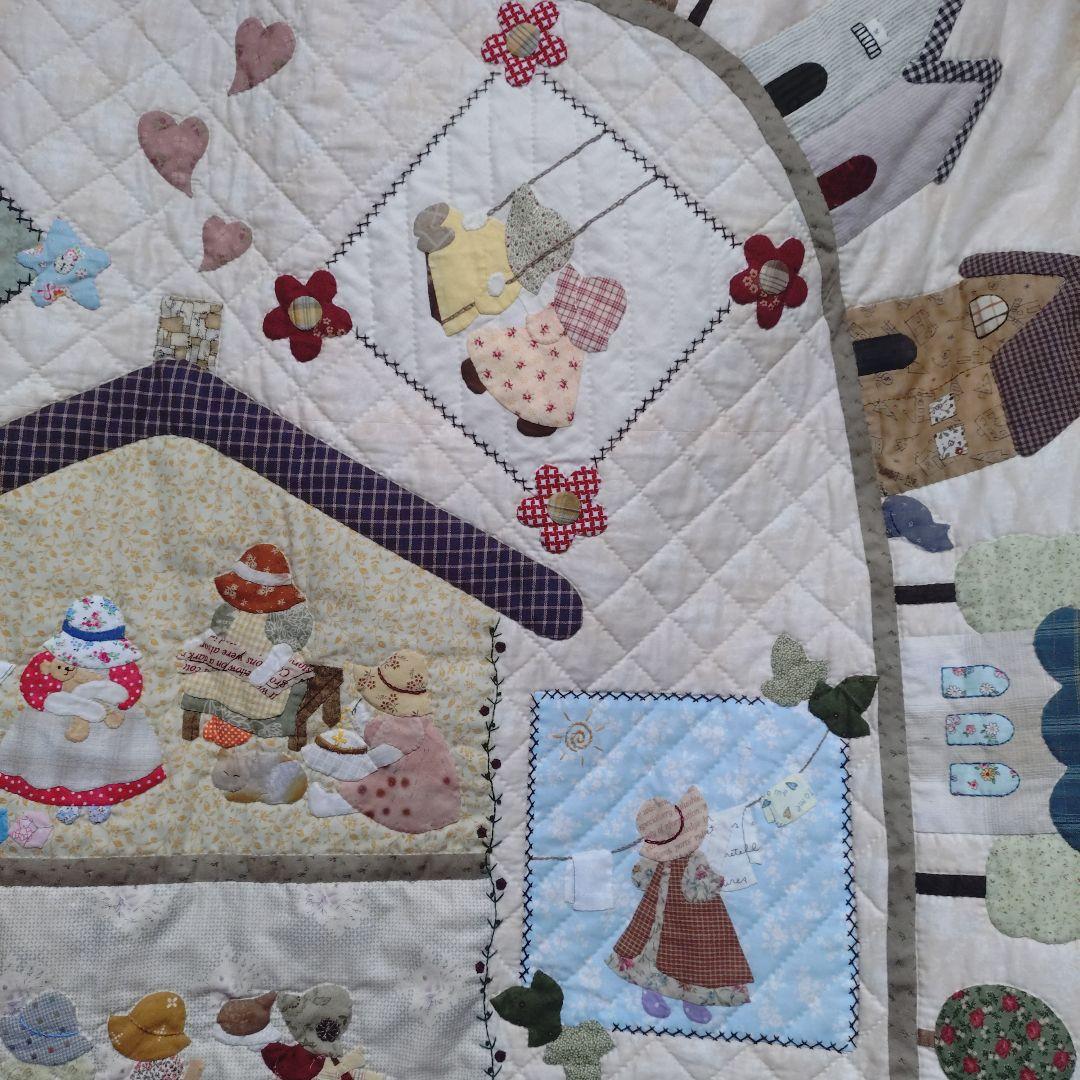 ハンドメイド　パッチワークベッドカバー