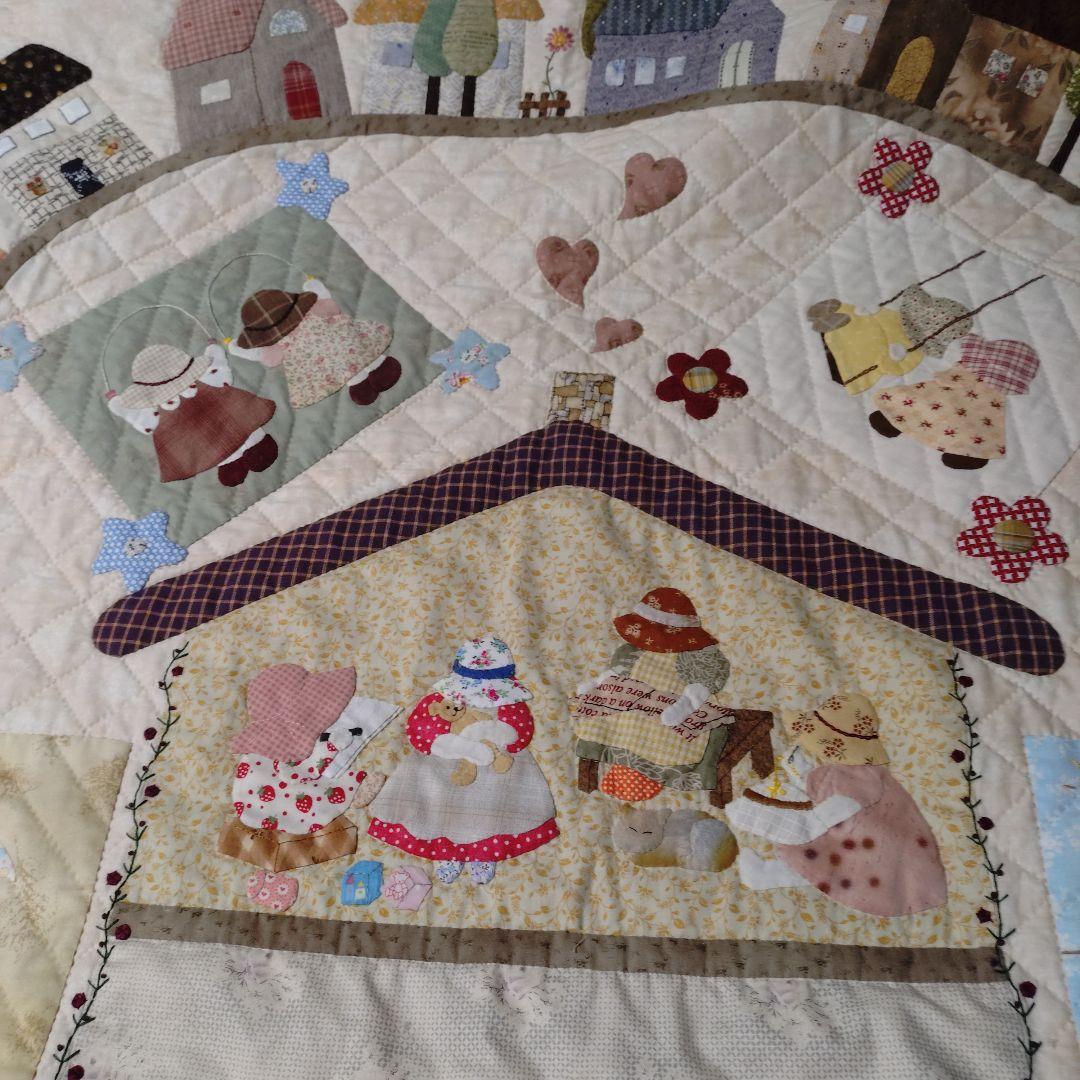 ハンドメイド　パッチワークベッドカバー