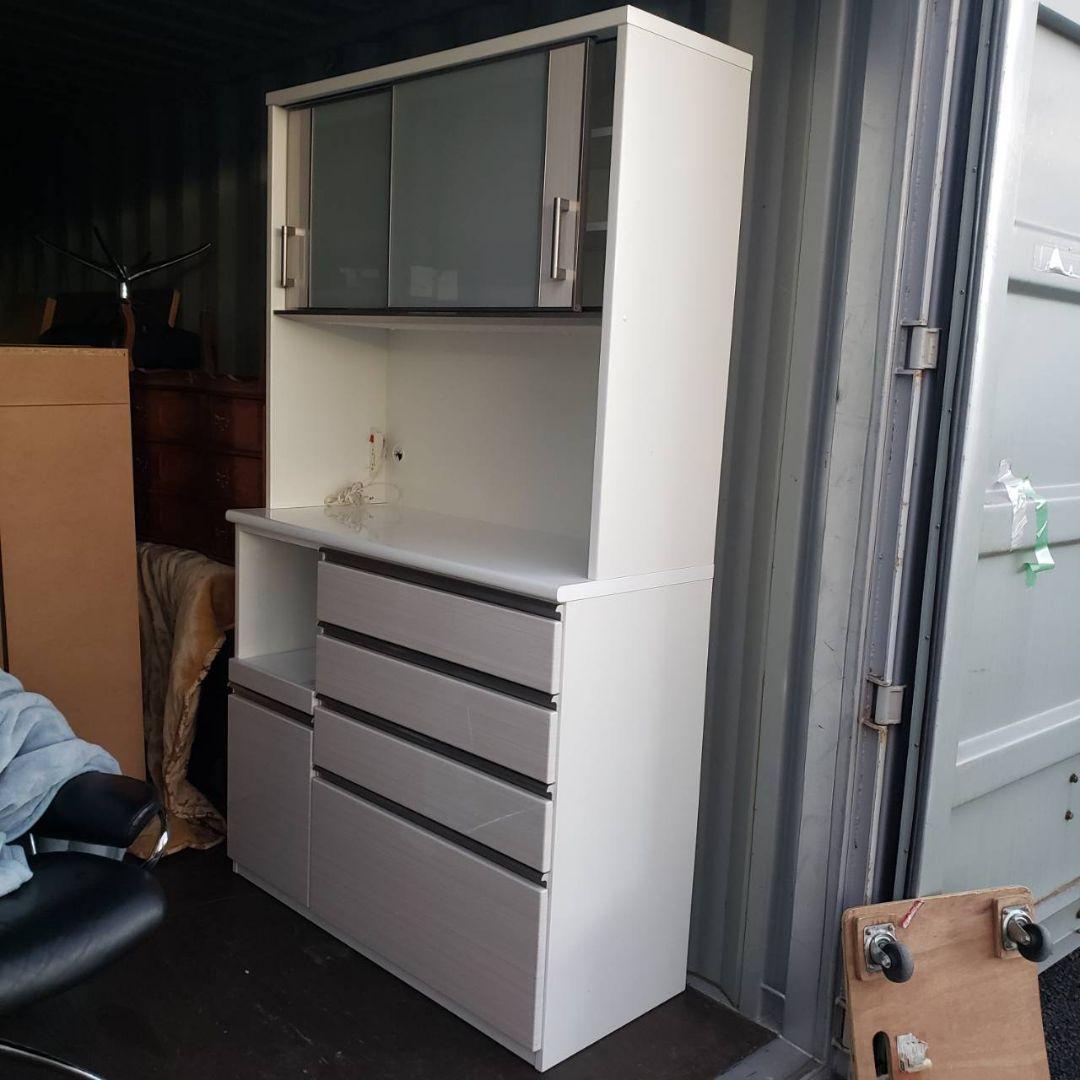 全国送料無料　ニトリ　キッチンボード　ポスティア120食器棚　ブルーモーション