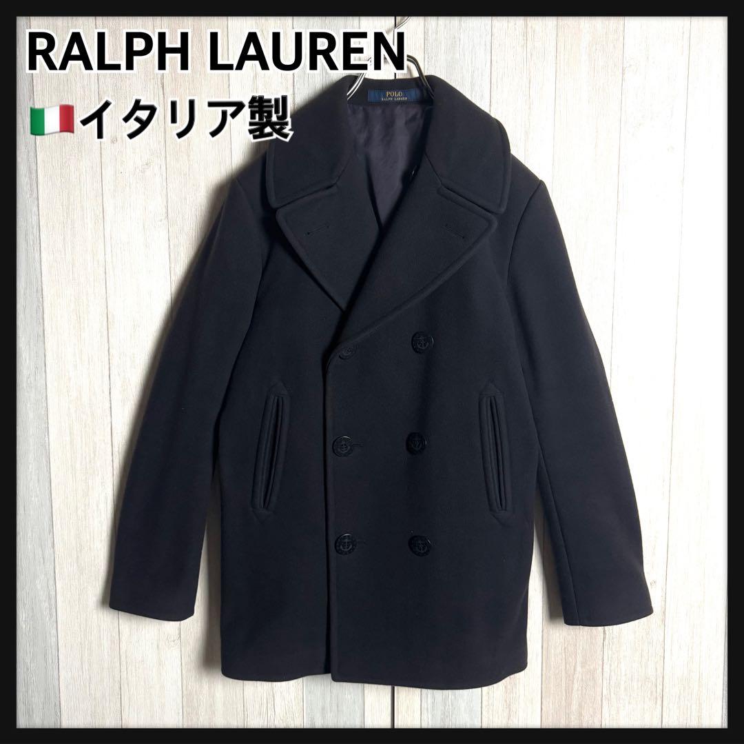 3271【希少イタリア製・美品】現行 ラルフローレン メルトンウール ピーコート
