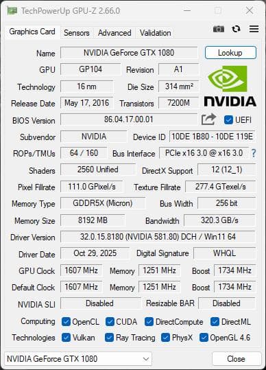 ZOTAC GeForce GTX1080 グラフィックボード