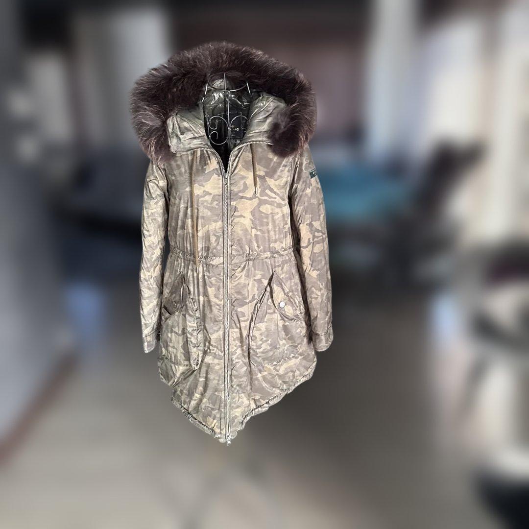 sato777さま専用❣️タトラス迷彩柄ファー付きモッズコート❤️