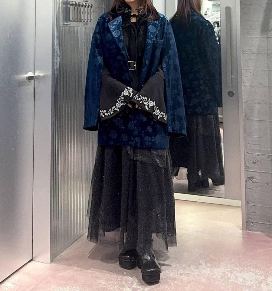 【美品】HARE　 ヴィンテージソデアキビッグテーラージャケット　ブルー×ベロア