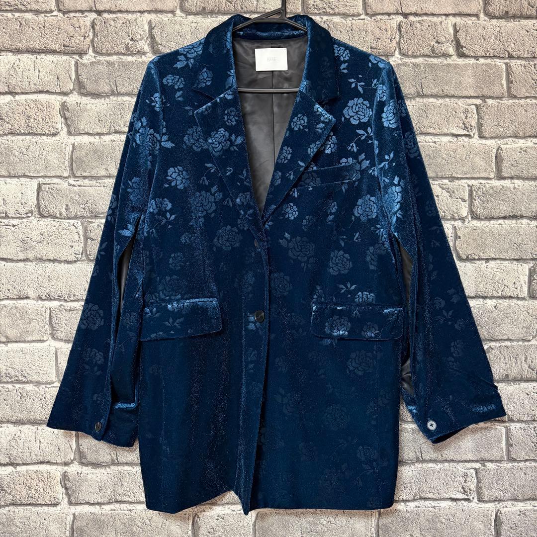 【美品】HARE　 ヴィンテージソデアキビッグテーラージャケット　ブルー×ベロア