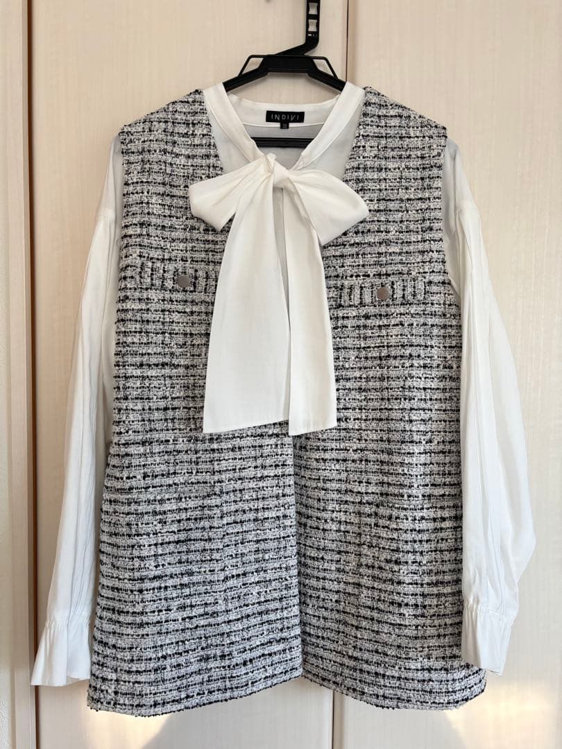 INDIVI ツイードジレ＆ボウタイブラウス