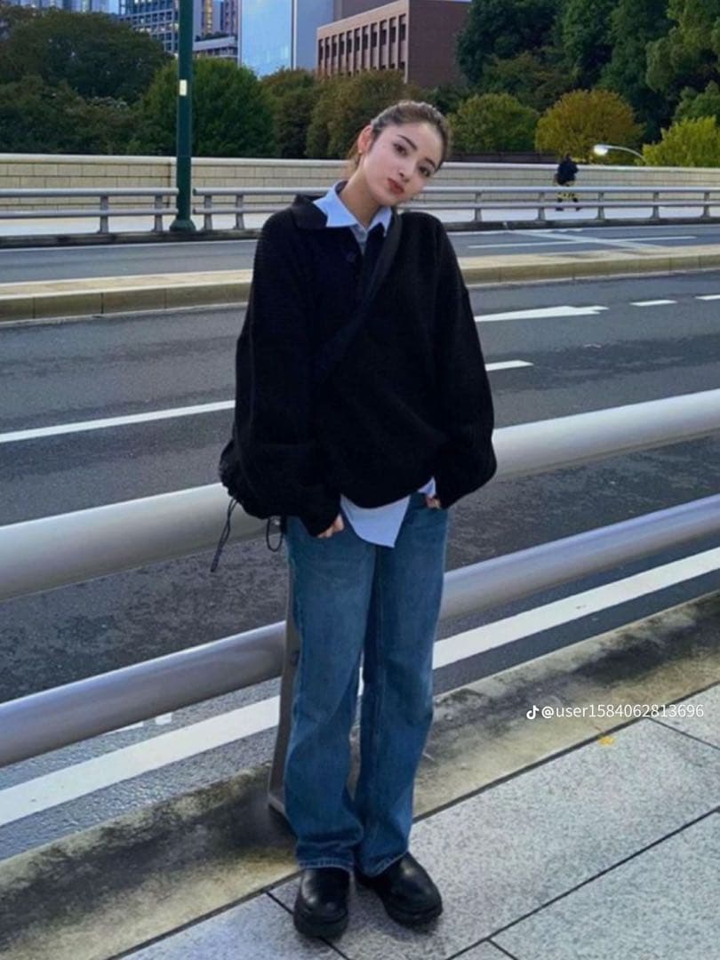 トップス COS KNITTED WOOL LONG-SLEEVED POLO SHIRT