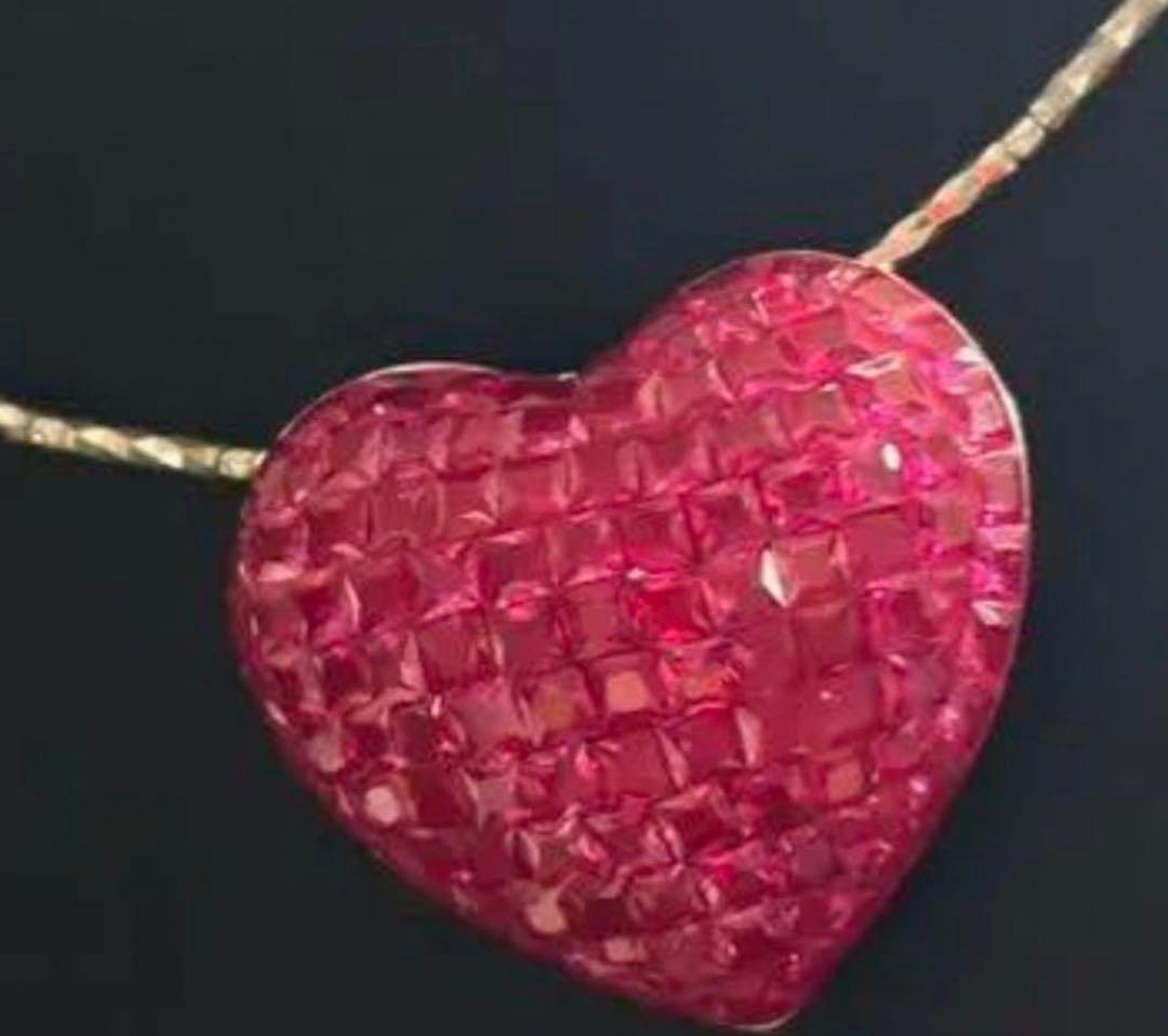 コ*□様 ミステリーセッティングシンセテックルビーデザインリング➕ハートモチーフ