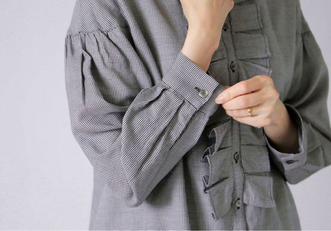 完売【リゼッタ】千鳥格子柄のブラウス『パメラ』　日本製