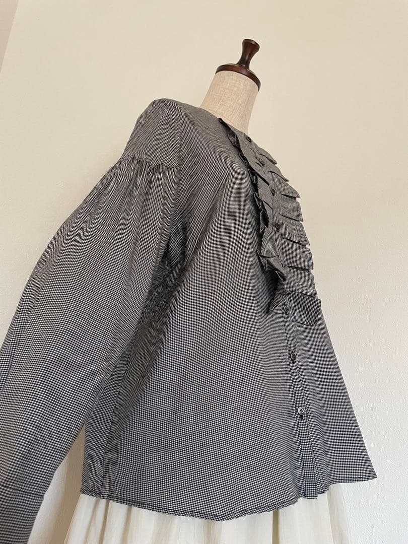 完売【リゼッタ】千鳥格子柄のブラウス『パメラ』　日本製